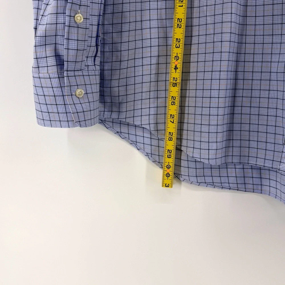 Polo Ralph Lauren Mens XL Blue Check Easy Care Stretch Button Down Dress Shirt